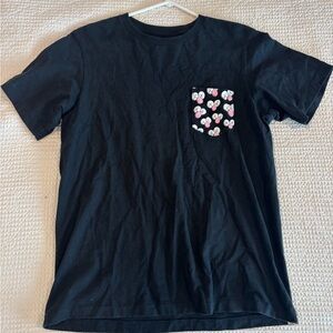 Uniqlo Black Short Sleeve Tee with Patterned Pocket